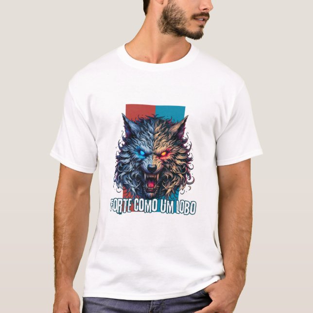 camisa com estampa de lobo (Frente)