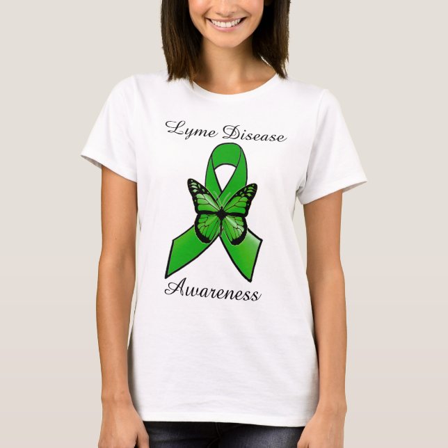 Camisa com Fita da Doença de Lyme e Borboleta (Frente)