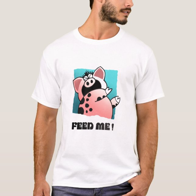 Camisa com fome engraçada do porco T dos desenhos (Frente)
