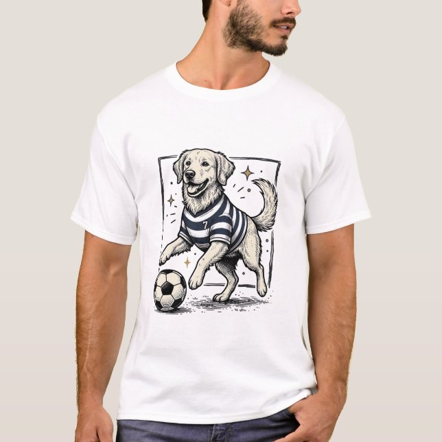 Camisa com Gravação de Cachorro de Futebol Antigo  (Frente)