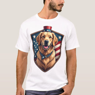Camisa com Gravação de Cachorro Patriótico Pai Ret