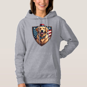 Camisa com Gravação de Cachorro Patriótico Pai Ret