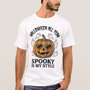 Camisa com gravação de fantasma de abóbora de Hall