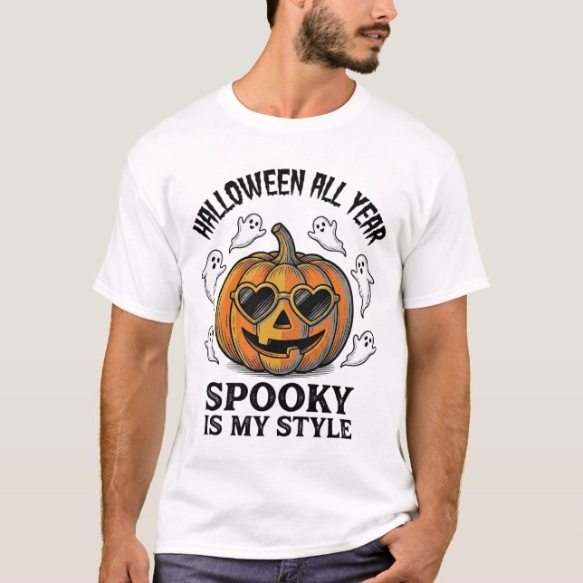 Camisa com gravação de fantasma de abóbora de Hall (Frente)