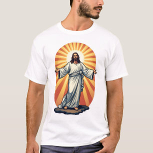 Camisa com Gravação Vintage de Raios de Cristo Res