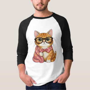 Camisa com Gravata Borboleta de Gato Laranja Nerd