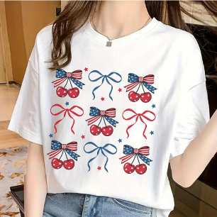 Camisa com Laço Coquette de 4 de Julho, Camiseta P