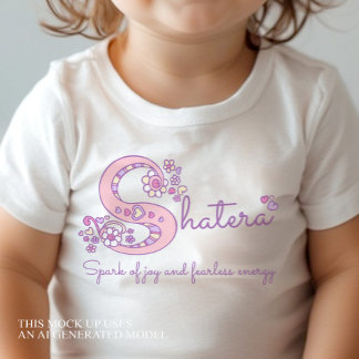 Camisa com nome de menina Shatera e significado S