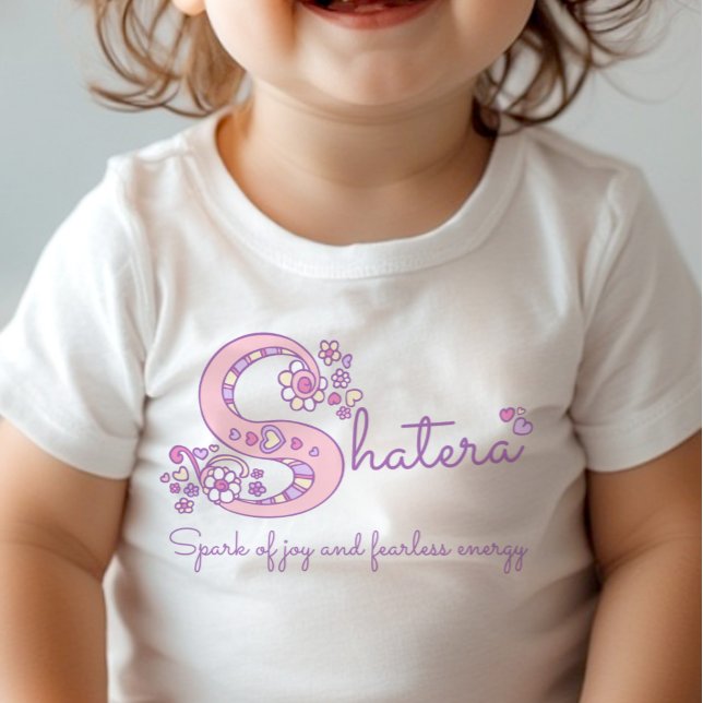 Camisa com nome de menina Shatera e significado S  (Criador carregado)