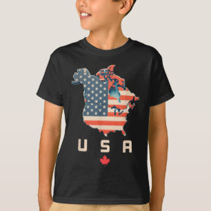 Camisa Com O Canadá E O Mapa Dos Eua - Anexo Améri