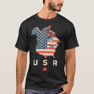 Camisa Com O Canadá E O Mapa Dos Eua - Anexo Améri