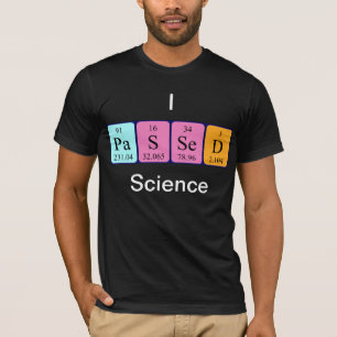 Camisa com o nome da mesa periódica da ciência apr