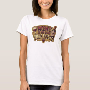 Camisa com Slogan Crisp Pink WINE IS MY ONLY TRUE