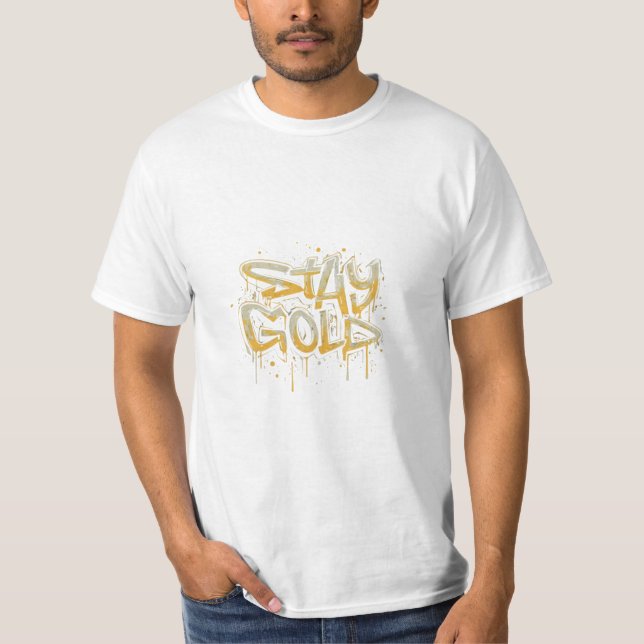 Camisa com slogan de "Fique Dourado". (Frente)