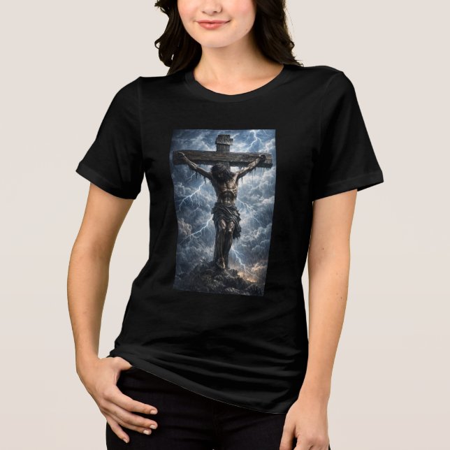 camisa com uma obra de arte tocante de Jesus Crist (Frente)