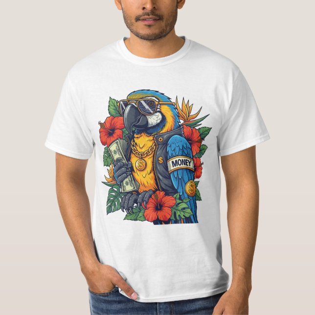 Camisa Cool Parrot with Cash – Tropical Rich Vibes (Frente)