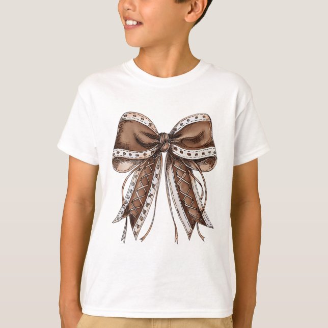 Camisa Coquette Bow do Dia do Jogo Footll 2 Lados  (Frente)