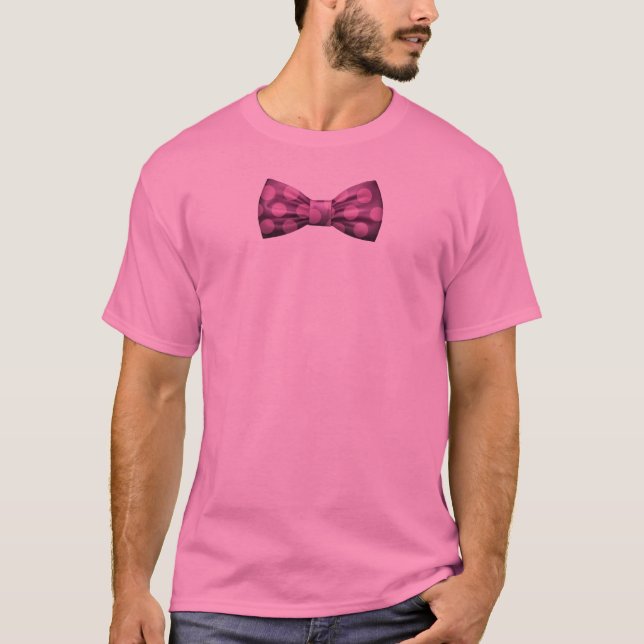 Camisa cor-de-rosa com laço roxo com bolinhas (Frente)
