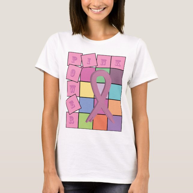 Camisa cor-de-rosa da fita da consciência do (Frente)