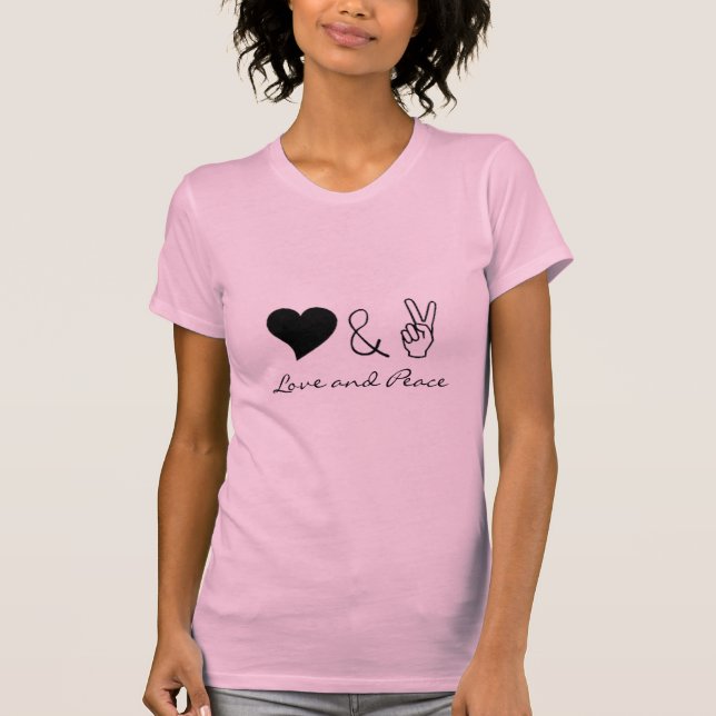 Camisa cor-de-rosa da paz e do amor (Frente)