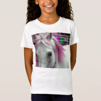 Camisa cor-de-rosa das meninas T do cavalo