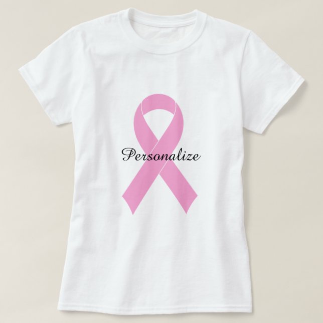 Camisa cor-de-rosa de reconhecimento do cancer da  (Frente do Design)
