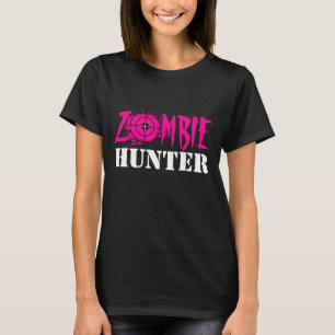 Camisa cor-de-rosa do caçador t do zombi para