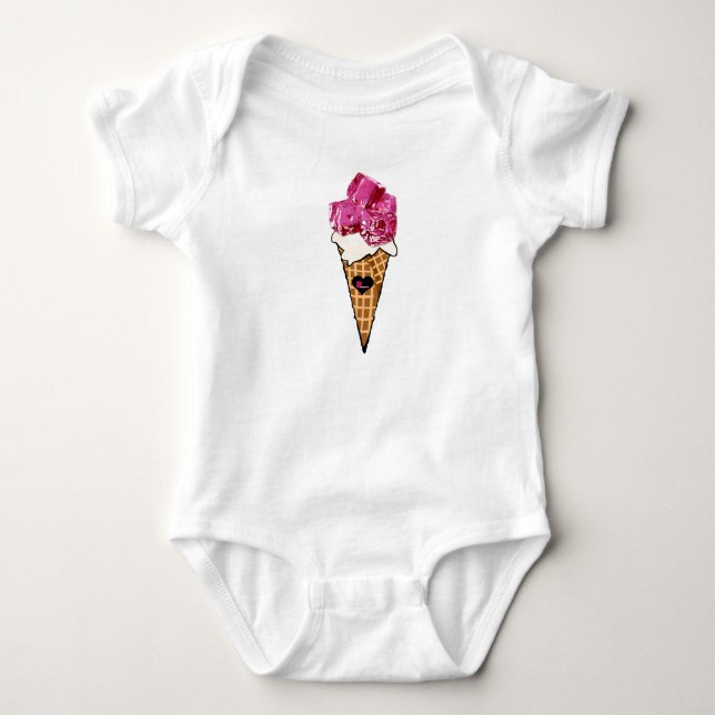Camisa cor-de-rosa do cone do sorvete (Frente)