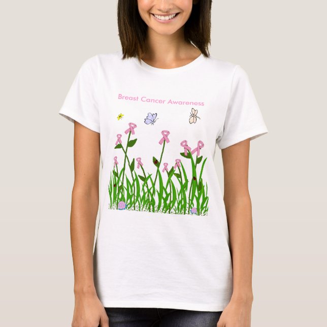 Camisa cor-de-rosa do jardim da fita (Frente)