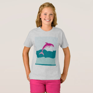 Camisa cor-de-rosa do tema do golfinho