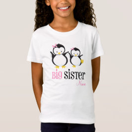 Camisa cor-de-rosa personalizada pinguim da irmã