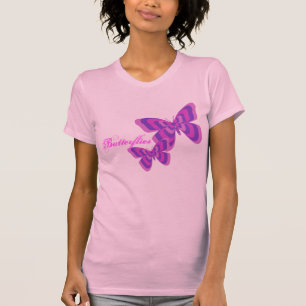 Camisa cor-de-rosa & roxa da borboleta