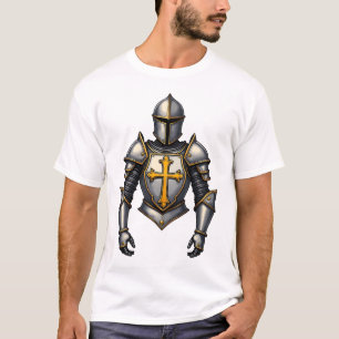 Camisa Cristã com Gravação Vintage da Armadura de 