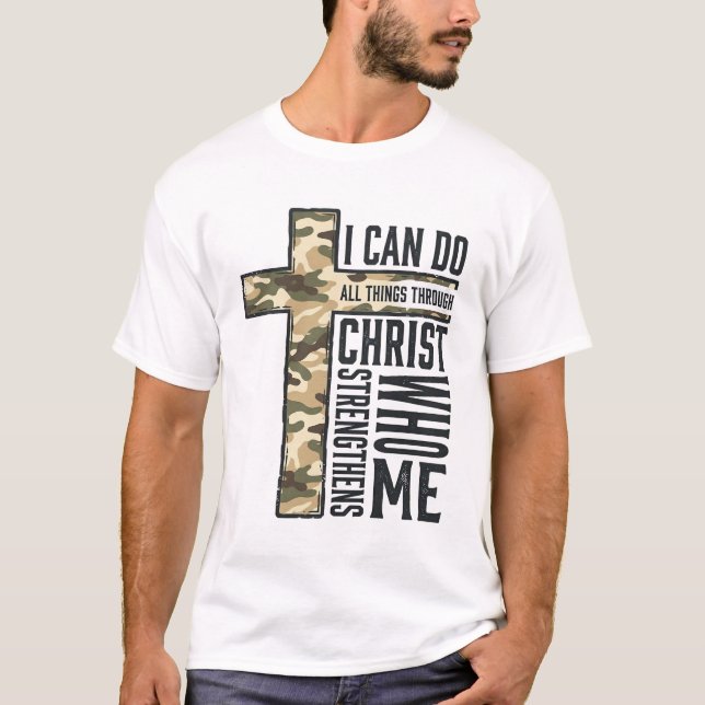 Camisa Cristã Cruz da Fé Posso Fazer Todas as Cois (Frente)