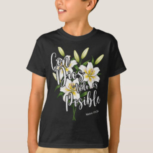 Camisa cristã espanhola Com Deus Tudo É Possível F