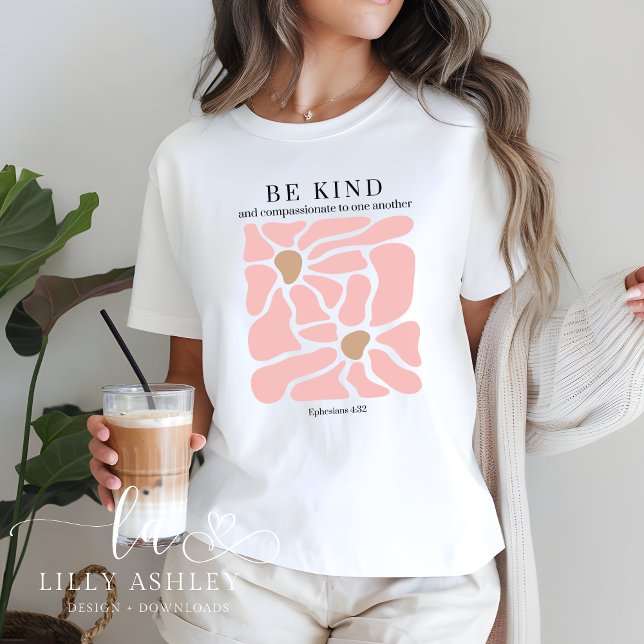 Camisa Cristã Floral Retro Cor-de-Rosa Esbranquiça (Criador carregado)