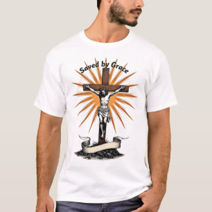 Camisa Cristã Jesus Cruz Fé Gravação Vintage