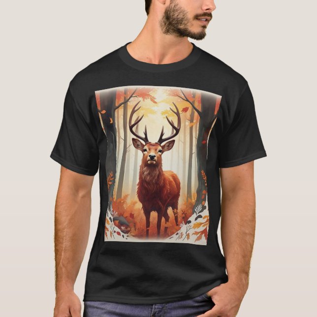 Camisa Curiosa de Veado Vermelho em um Design de F (Frente)