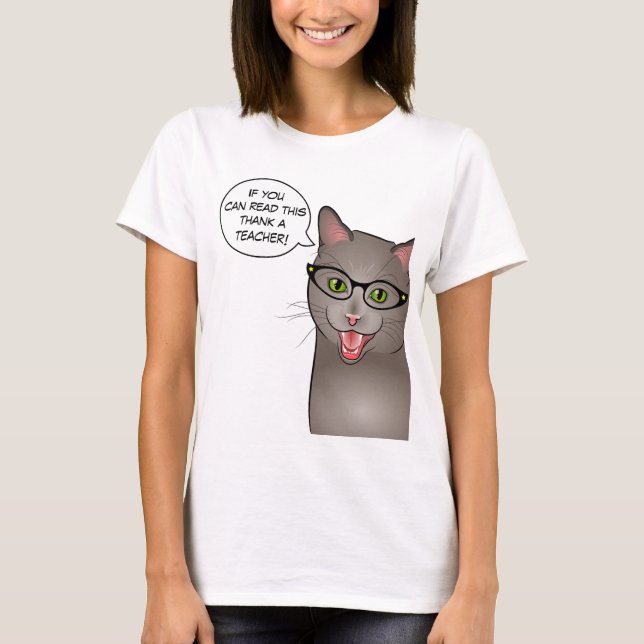 Camisa customizável engraçada do gato do professor (Frente)