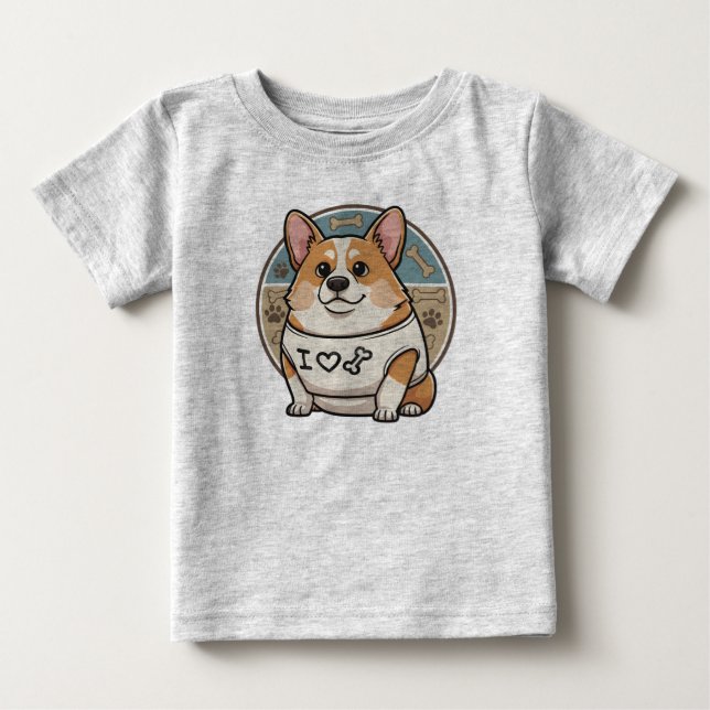Camisa Cute Corgi “Eu Amo Ossos” (Frente)