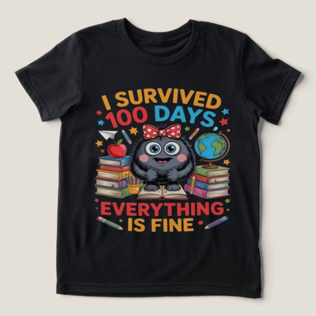 Camisa Cute Monster Eu Sobrevivi 100 Dias (Design frontal)