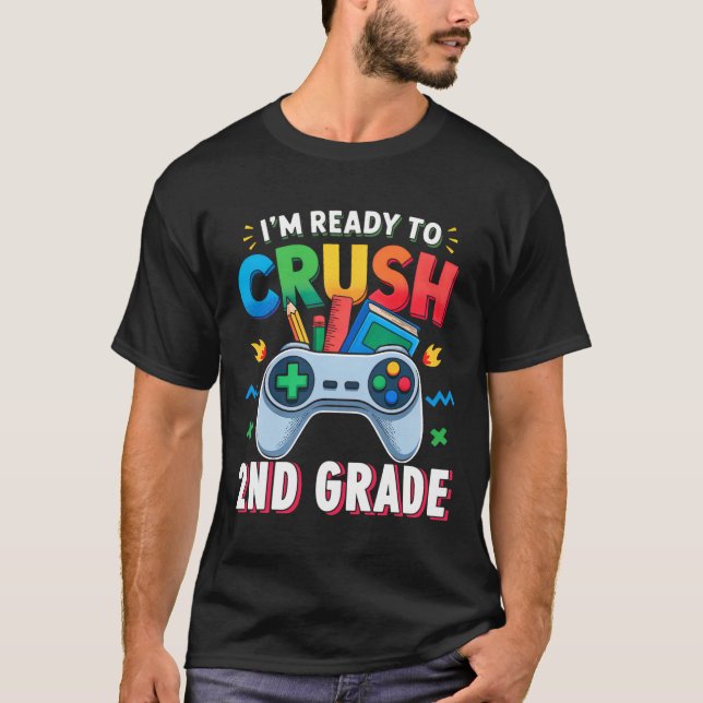 Camisa da 2ª série para meninos Video Game Volta à (Frente)
