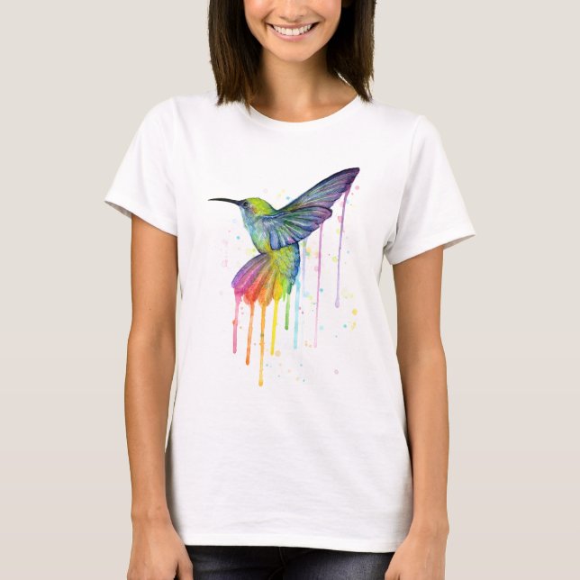 Camisa da aguarela do colibri do arco-íris (Frente)
