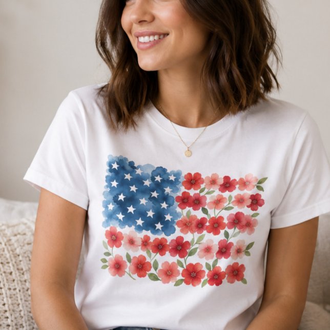 Camisa da Bandeira Americana Floral (Criador carregado)