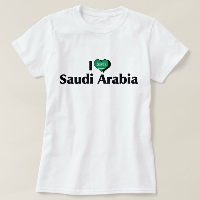 Camisa da Bandeira da Arábia Saudita que Eu Amo (Frente do Design)