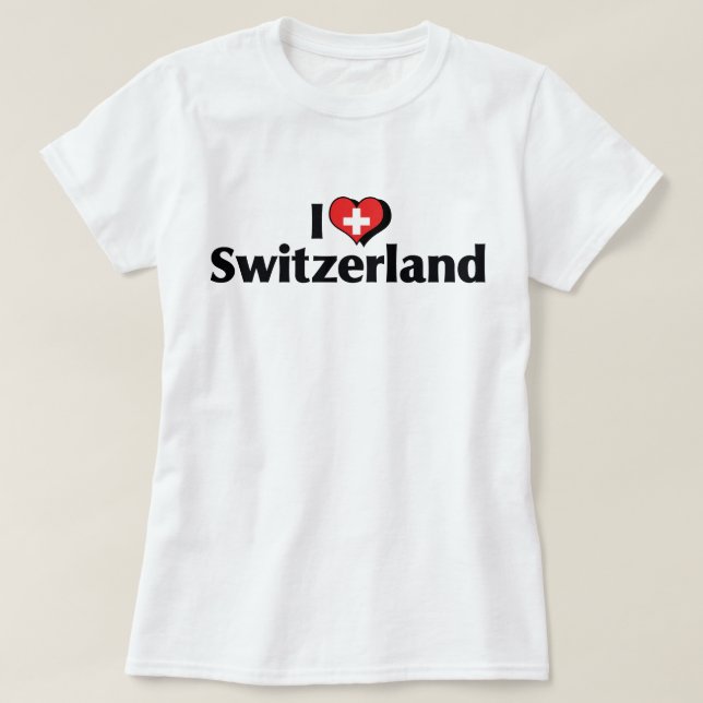 Camisa da Bandeira da Suíça que Eu Amo (Frente do Design)