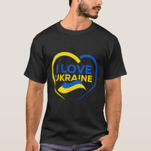 Camisa da Bandeira da Ucrânia Eu Amo o Coração da