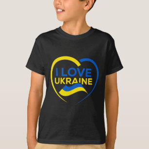 Camisa da bandeira da Ucrânia Eu amo o coração da 