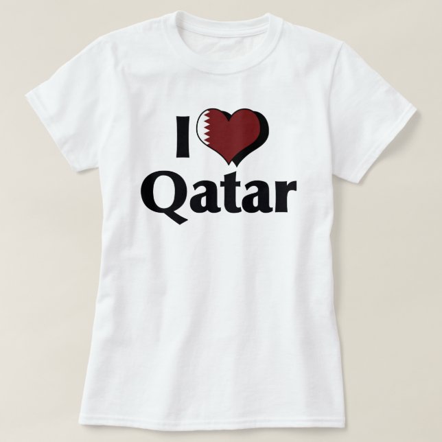 Camisa da Bandeira do Qatar que Eu Amo (Frente do Design)
