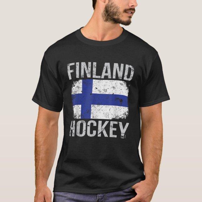 Camisa Da Bandeira Finlandesa De Hóquei Na Finlând (Frente)